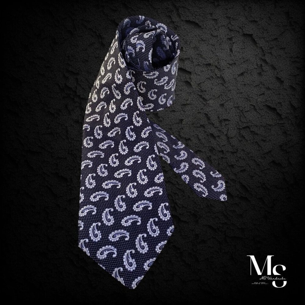 SERICA Gray Paisley Silk Tie In Made Italy W: 3.5" EX COND